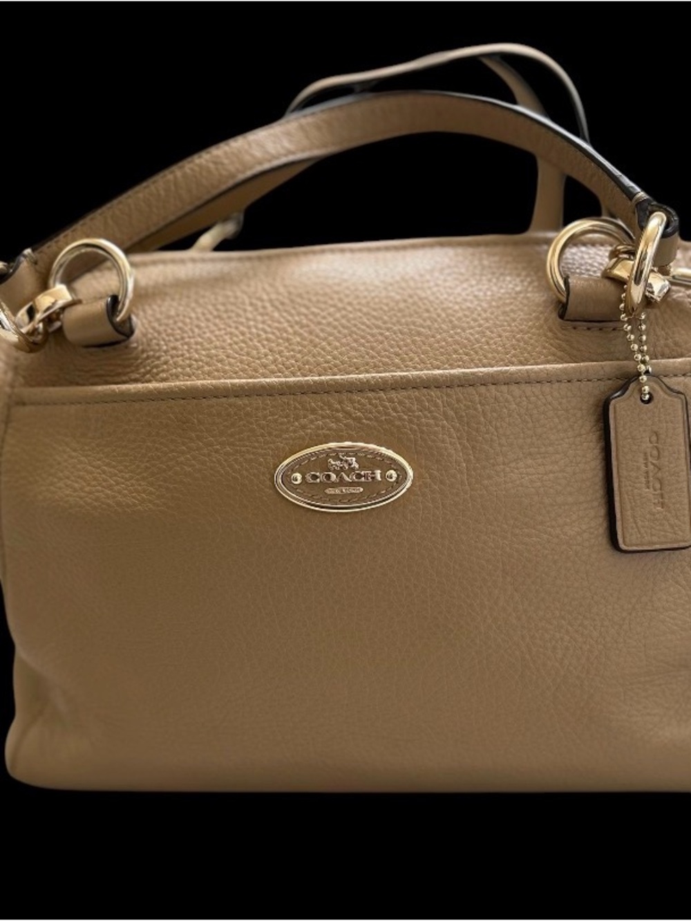 Coach Pebbled Leather Shoulder Bag in Tan with Gold Hardware